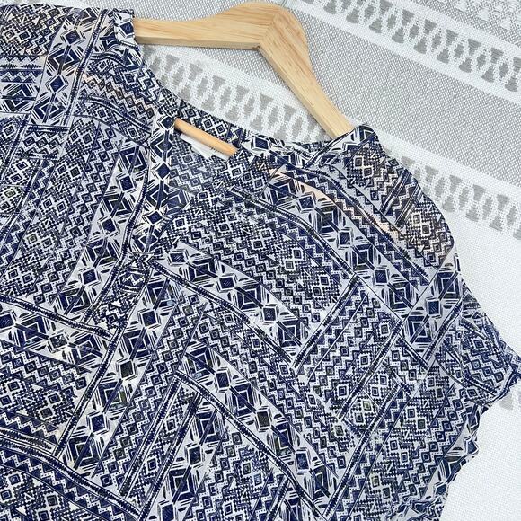 J. Jill Wearever Blouse Tunic Tribal Geometric Print High Low Hem XS Women's - Picture 4 of 10